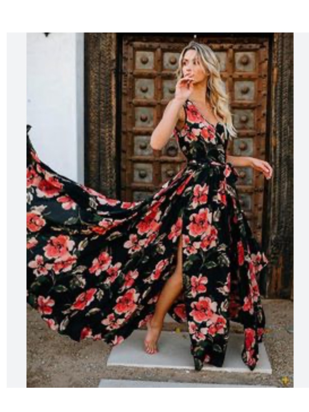 Vici Floral Split Hem Maxi Dress Sz S
